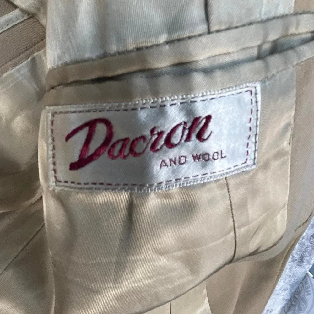 Vtg Carey Military Officer Jacket Mens 36R Buff‎ Cream Darcon Blend Dress Corps